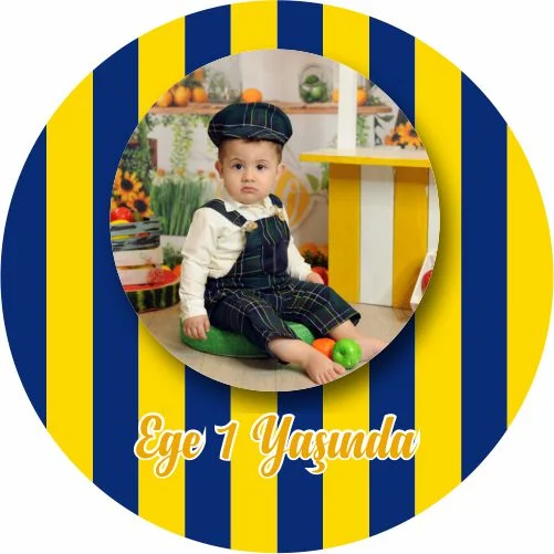 Sarı Lacivert Temalı Yuvarlak Açacak Magneti